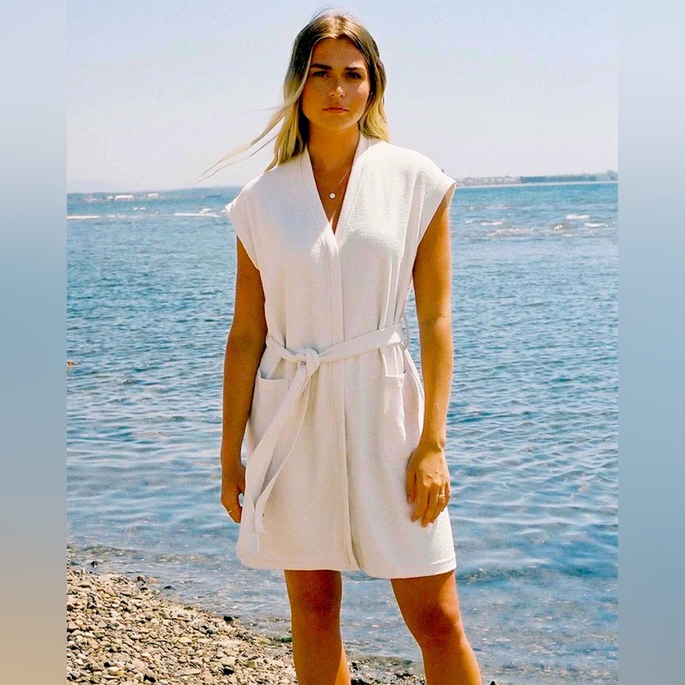 NWOT! Coco Terry Beach Coverup Dress summer robe capsule wardrobe L XL flaws